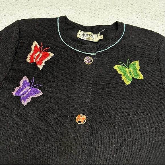 Vintage Alnora Dress Embroidered Butterflies Women’s Large - Picture 9 of 14